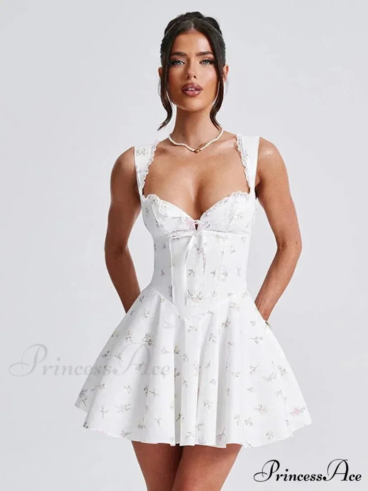 Low-cut Open-Backed Pleated Mini Dress minidress-250223