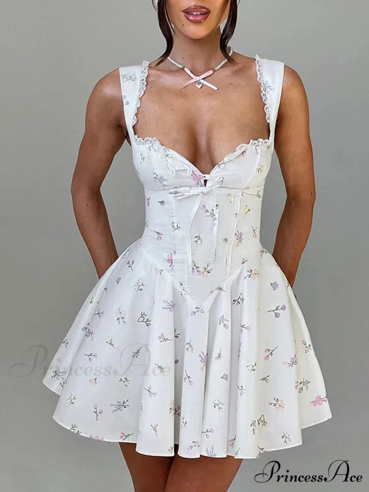 Low-cut Open-Backed Pleated Mini Dress minidress-250223