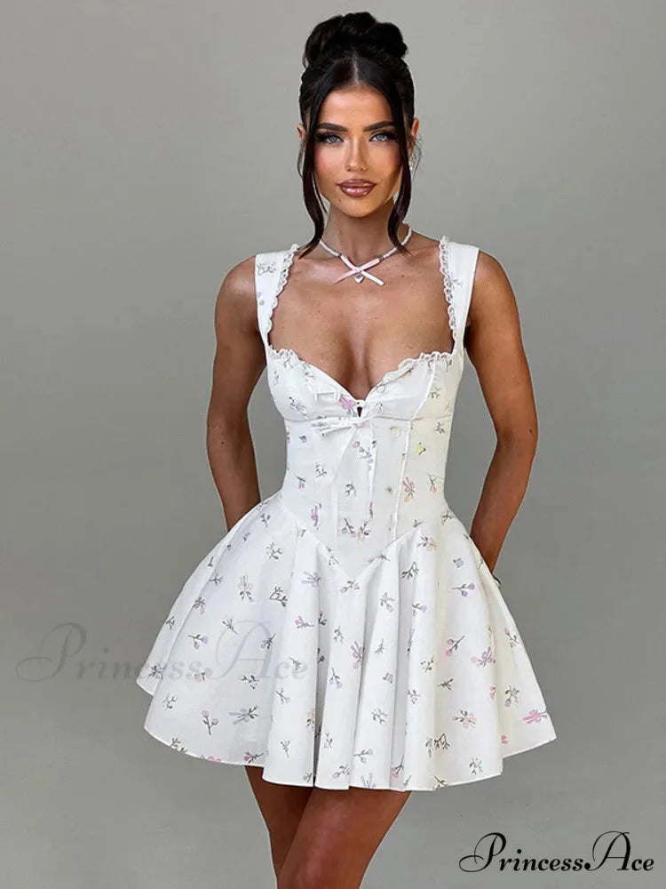 Low-cut Open-Backed Pleated Mini Dress minidress-250223