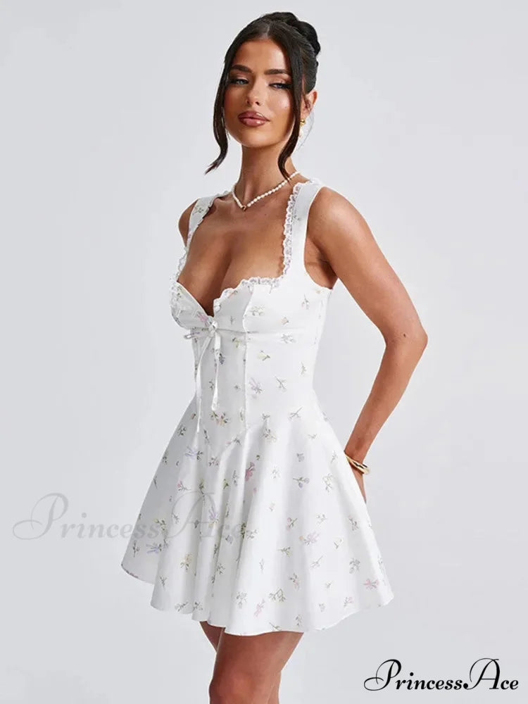 Low-cut Open-Backed Pleated Mini Dress minidress-250223