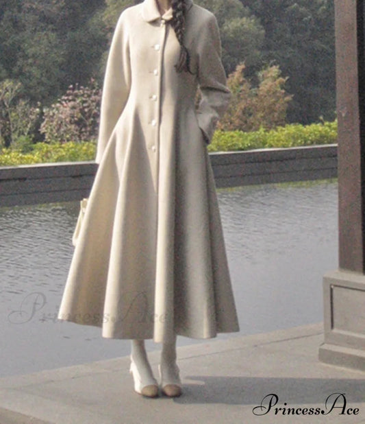 Luxurious Blended Elegant Overcoat Off-white / S overcoats-241228
