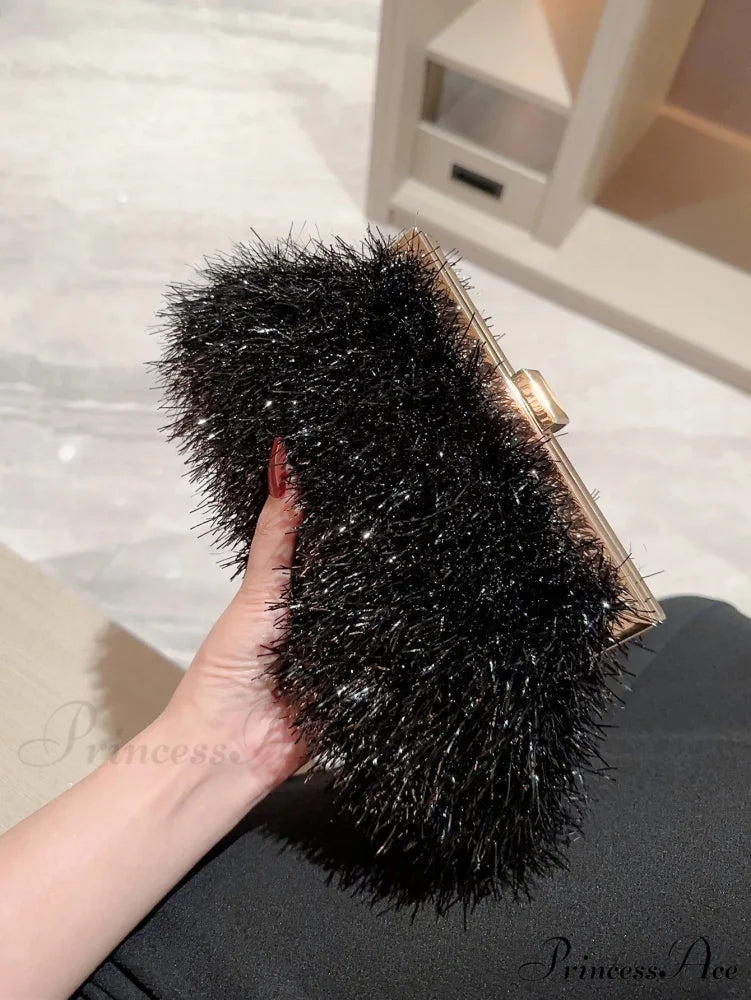 Luxurious Evening Clutch Wedding Party Bag Black clutchbag-250126