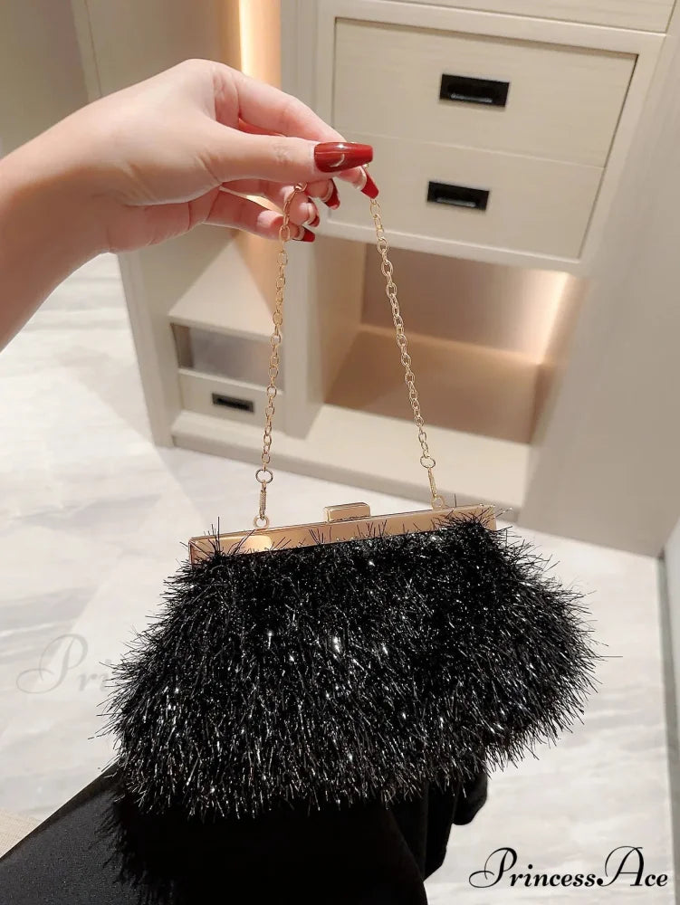 Luxurious Evening Clutch Wedding Party Bag Black clutchbag-250126