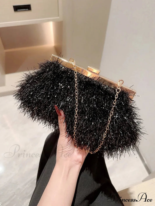 Luxurious Evening Clutch Wedding Party Bag Black clutchbag-250126