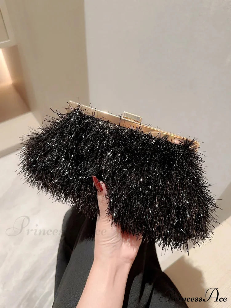 Luxurious Evening Clutch Wedding Party Bag Black clutchbag-250126