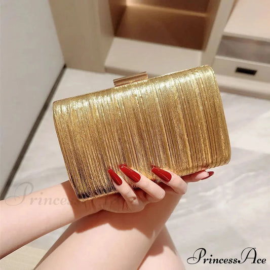 Luxury Dinner Pu Clutch Bag Metallic Finish Gold / Mini(Max Length<20cm) clutchbag-250126