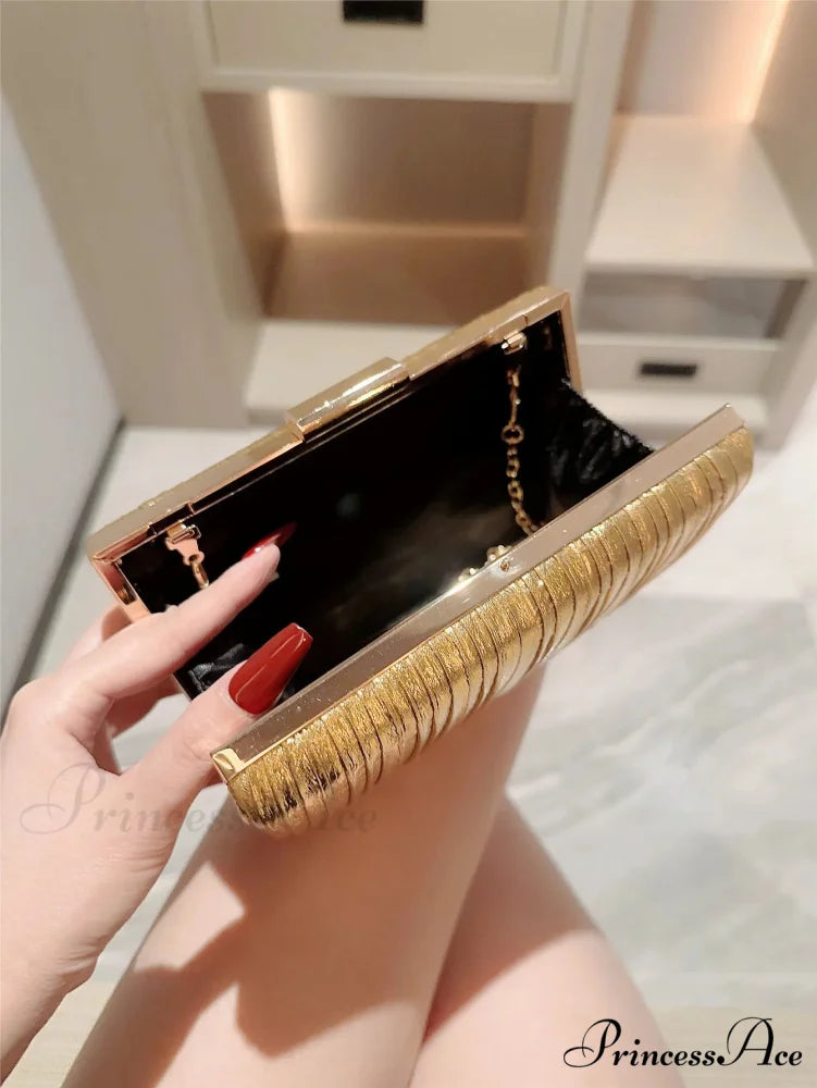 Luxury Dinner Pu Clutch Bag Metallic Finish Gold / Mini(Max Length<20cm) clutchbag-250126