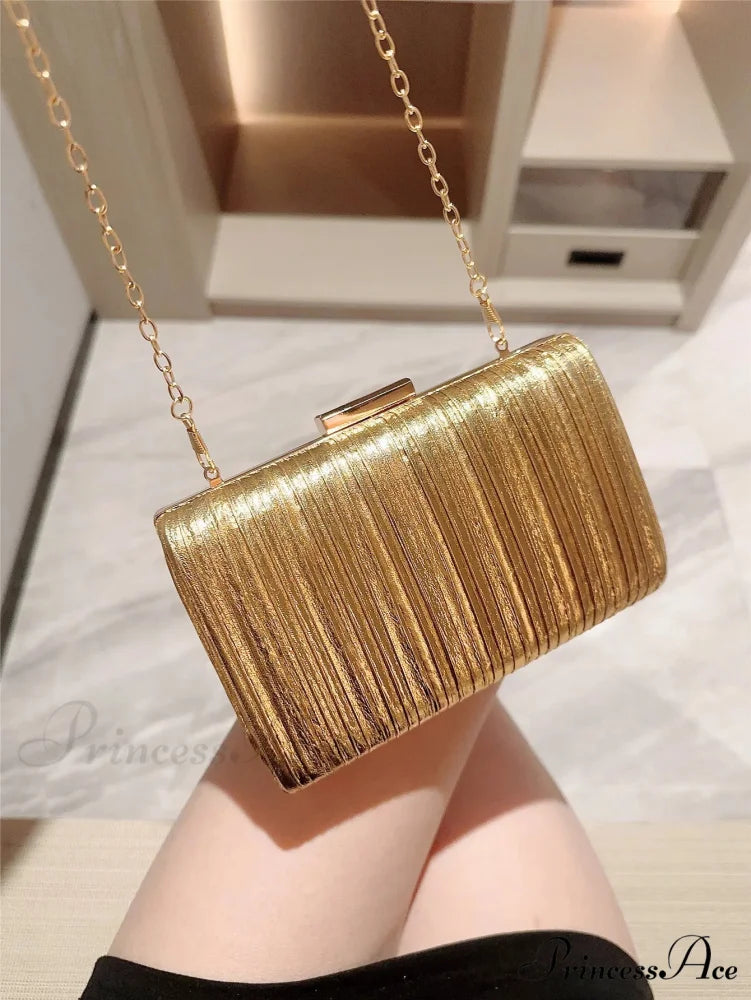 Luxury Dinner Pu Clutch Bag Metallic Finish Gold / Mini(Max Length<20cm) clutchbag-250126