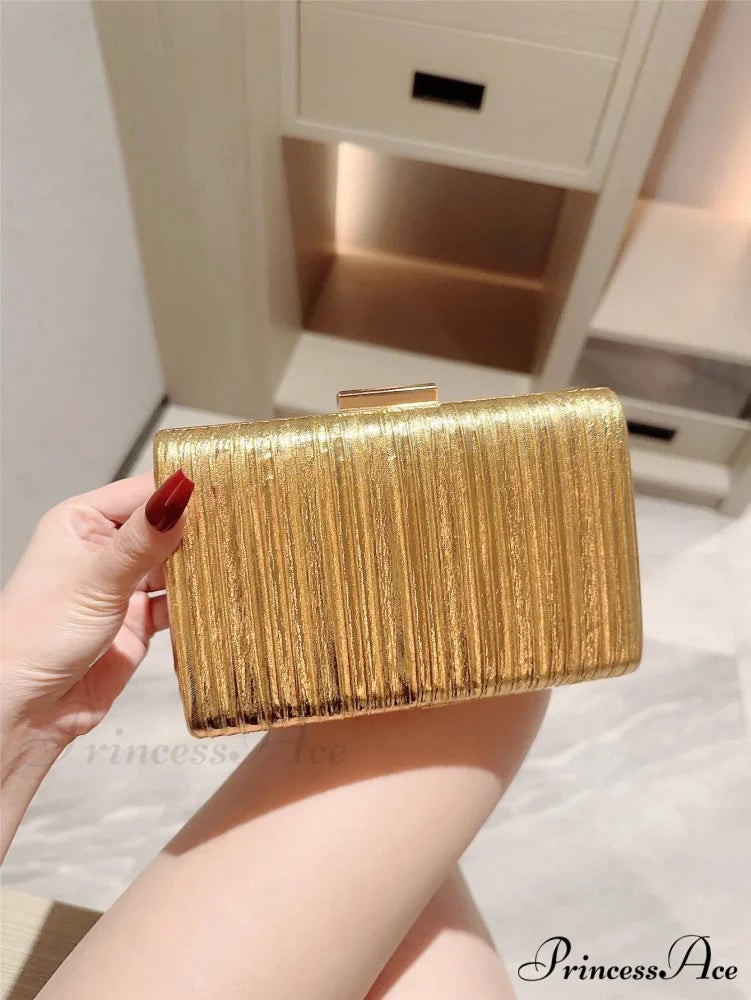 Luxury Dinner Pu Clutch Bag Metallic Finish Gold / Mini(Max Length<20cm) clutchbag-250126