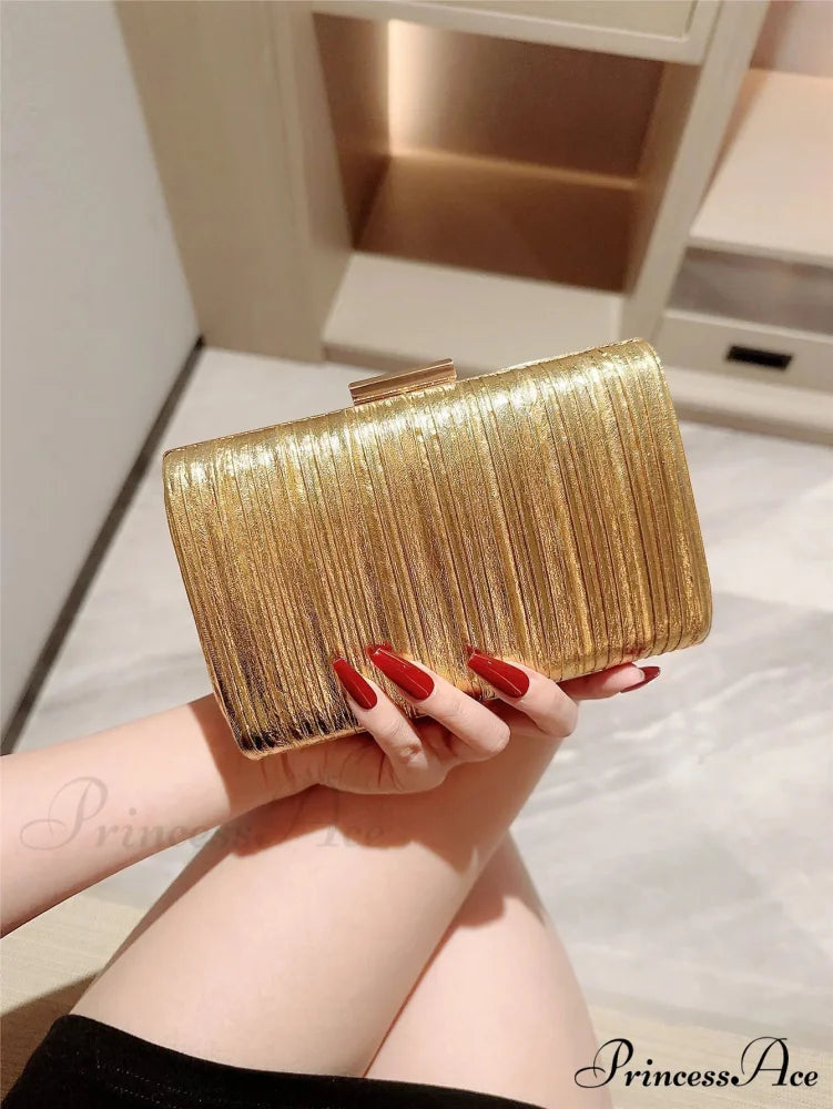 Luxury Dinner Pu Clutch Bag Metallic Finish Gold / Mini(Max Length<20cm) clutchbag-250126