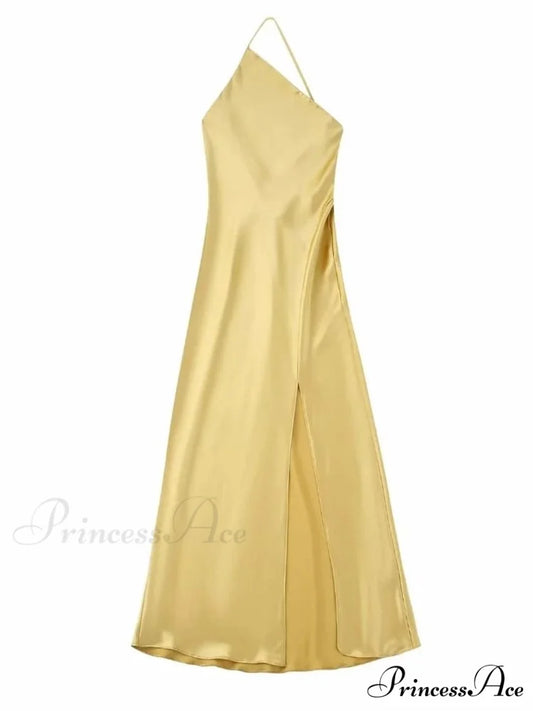 MALIYAH Elegant MAXI DRESS Yellow / XS