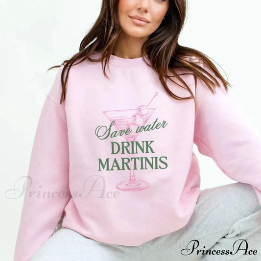 Martini Save Water Dirty Cocktail Funny Tini Time Christmas Hoodie Pink / S Christmas Hoodies-L