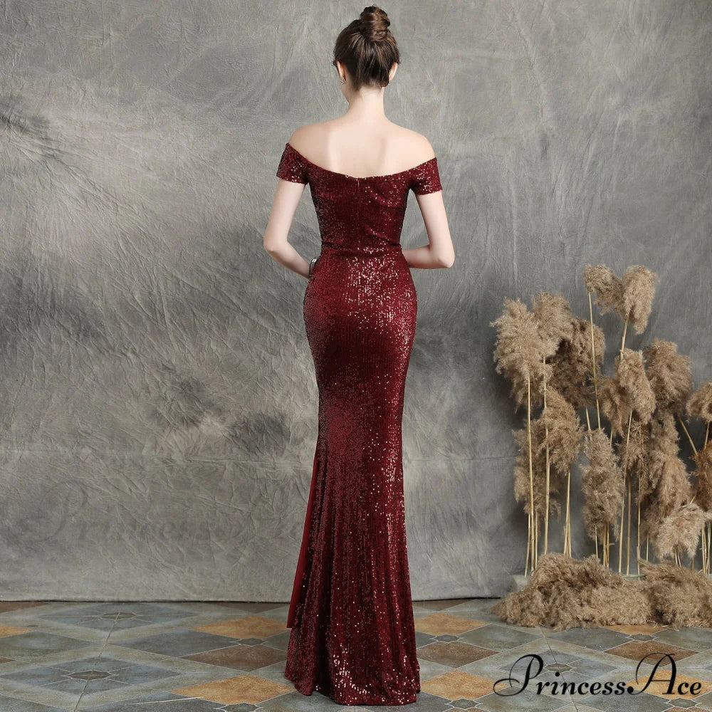 Marzia Formal Stylish Sequined Slit Dress