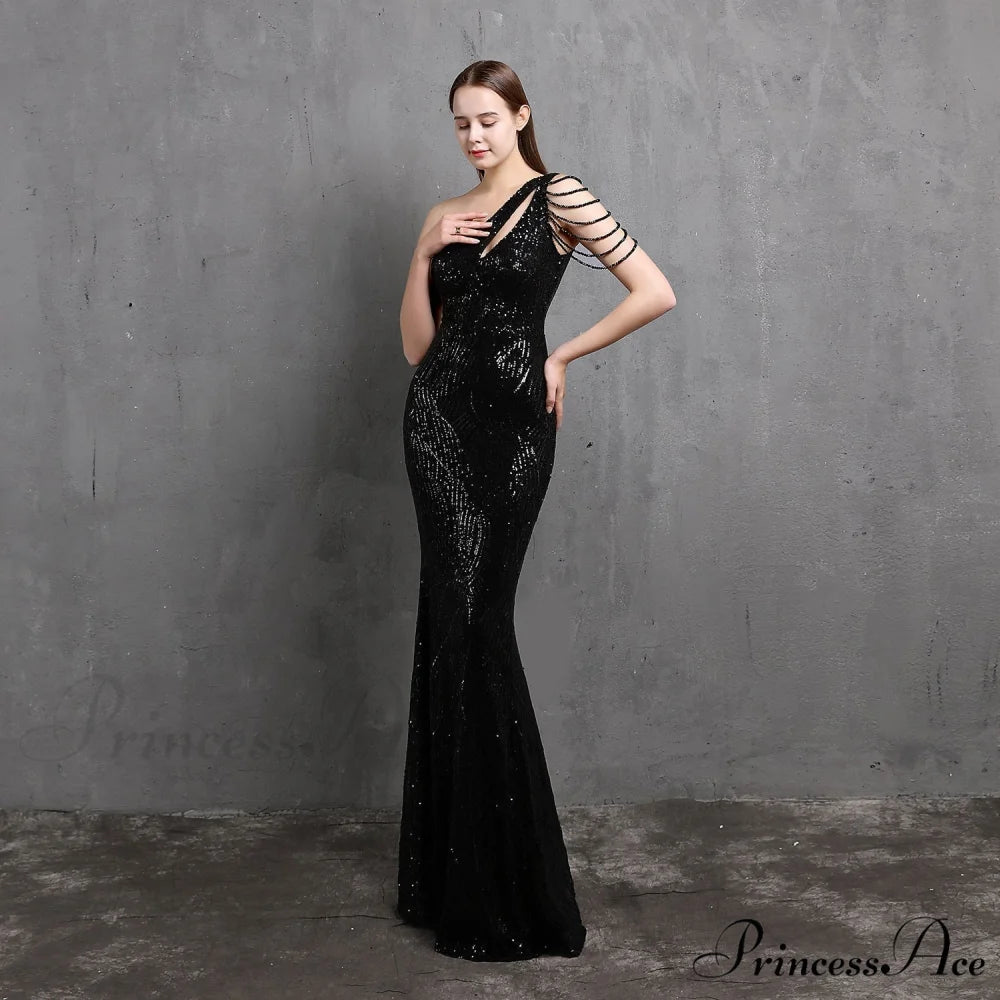Mayven One Stylish Shoulder Formal Dress BLACK / XS