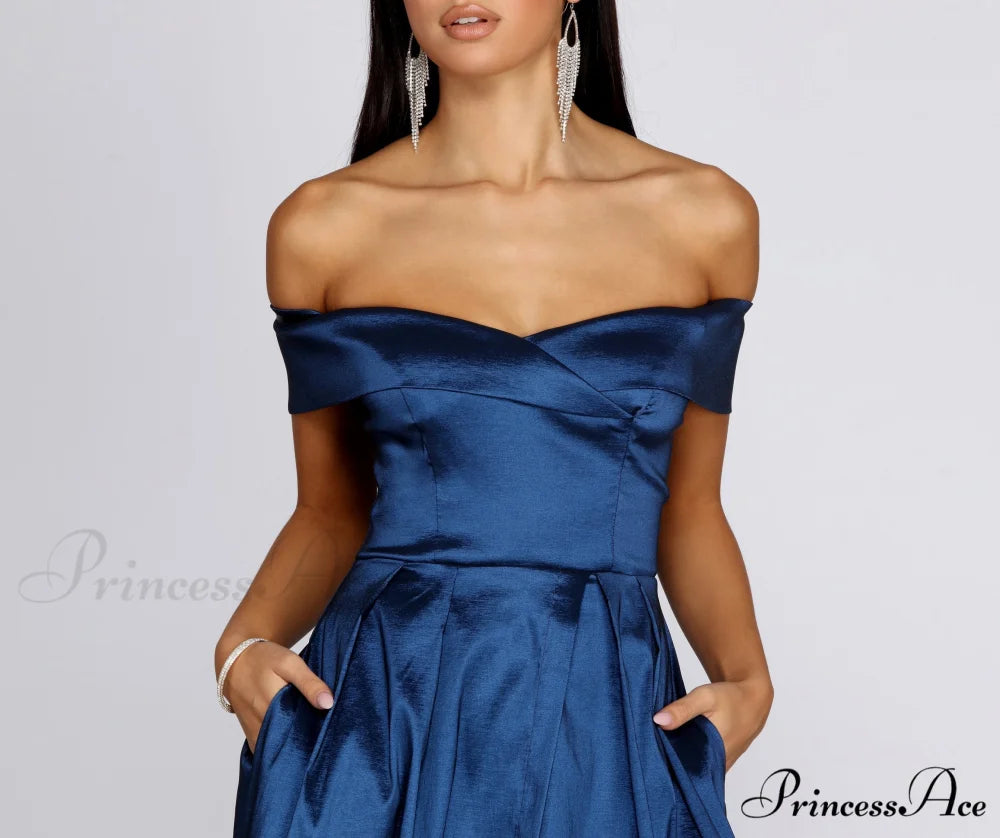Megan Taffeta Off Charming The Shoulder Ball Gown