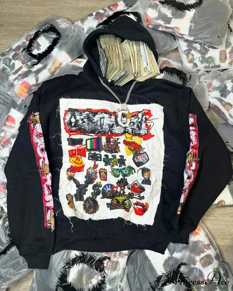 Mended Pullover Sweatshirt Hoodie hoodies-241228