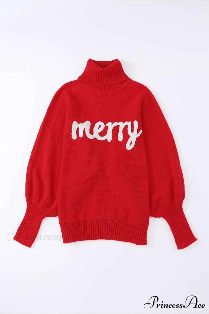 Merry Dolman Sleeve Turtleneck Knitted Sweater