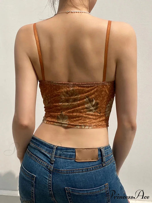 Mesh Botanical Retro Aesthetic Y2K Crop Top croptop-250126