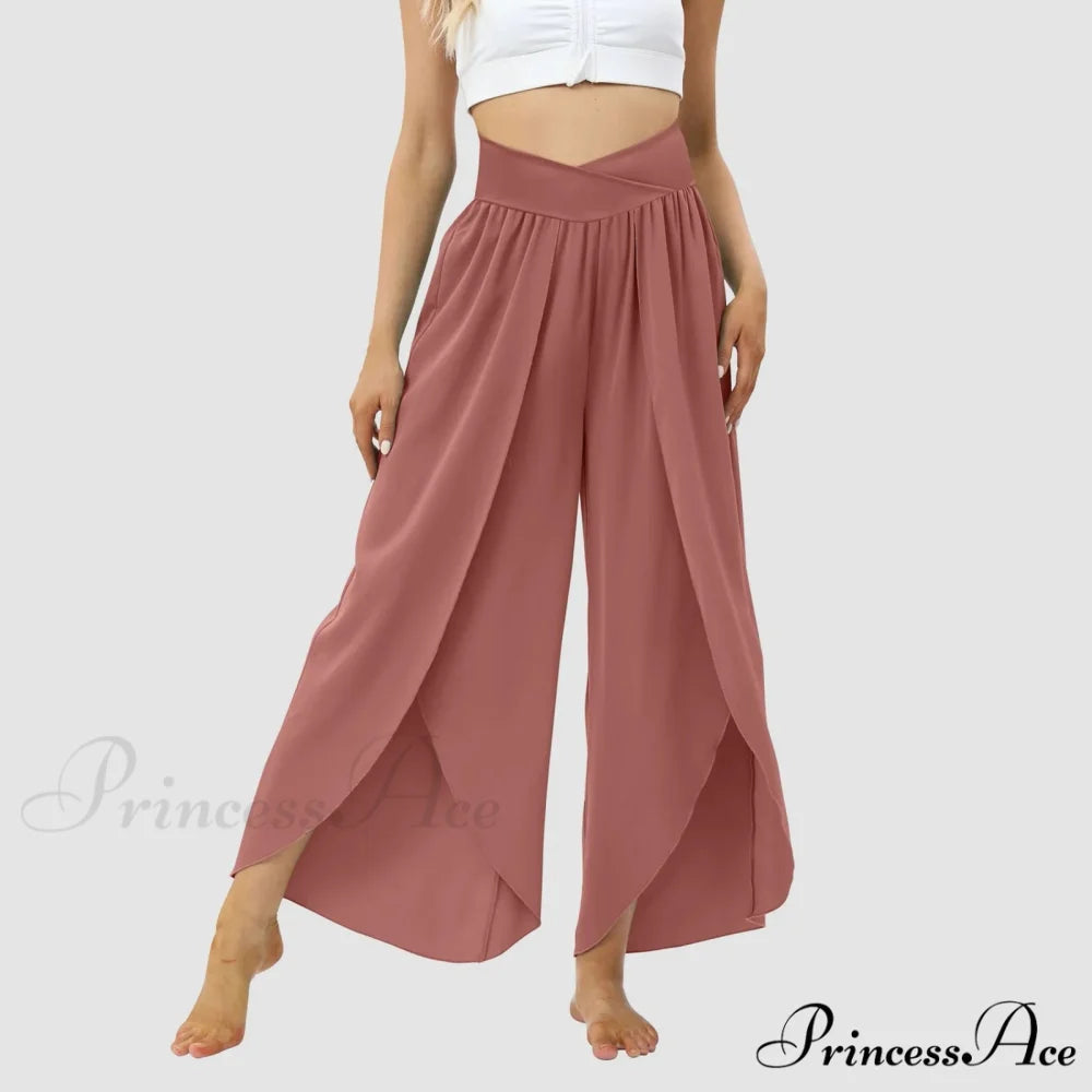 Mesh Frilled Folded Warm-weather Trousers Red / S pants-241228