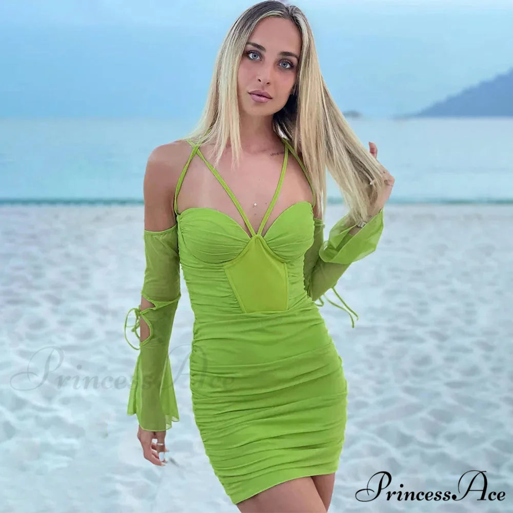 Mesh Straps Short Dress minidress-250223