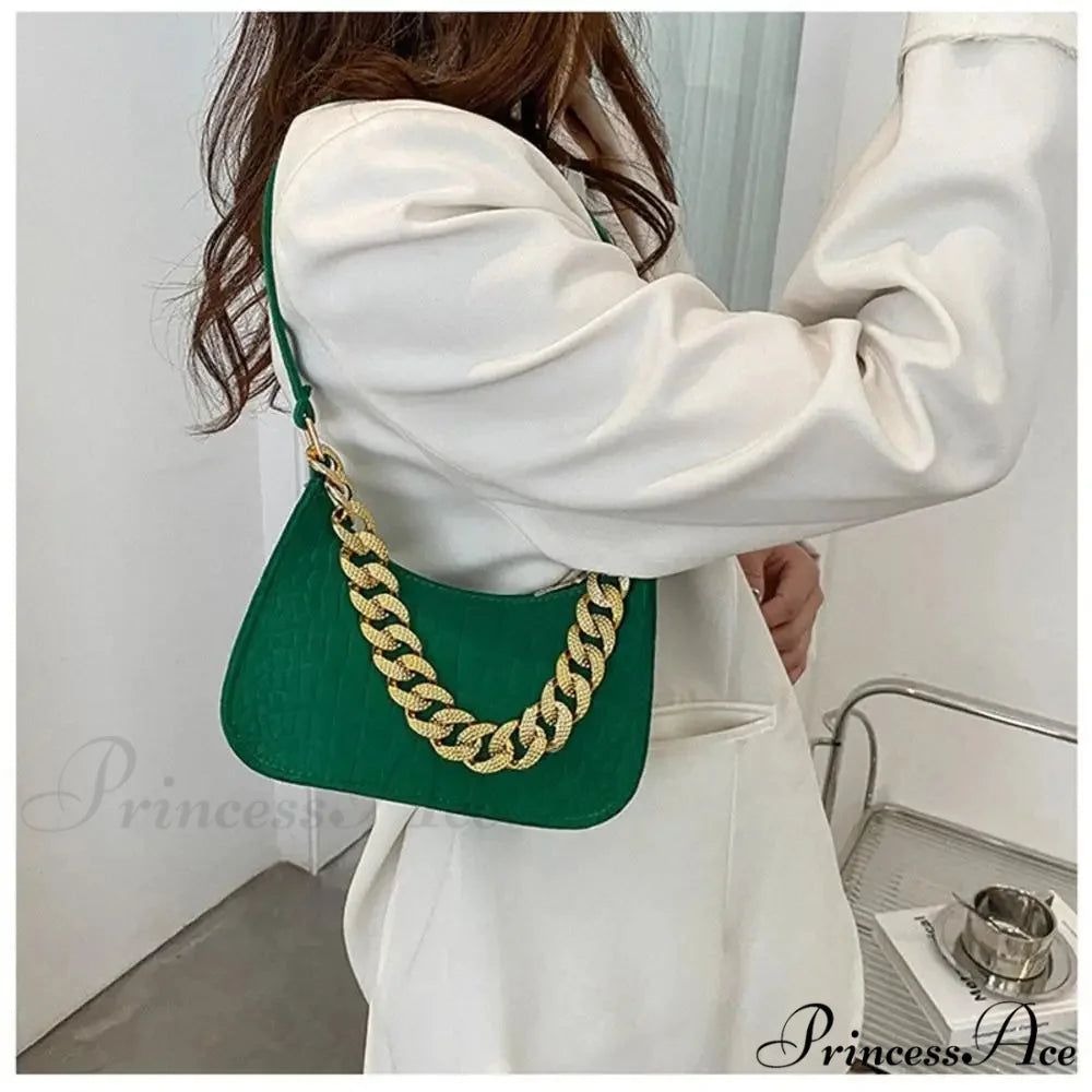 Metal Chain Shoulder Handbag Stylish Clutch handbag-250126