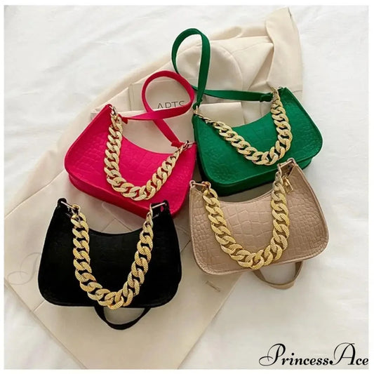 Metal Chain Shoulder Handbag Stylish Clutch handbag-250126