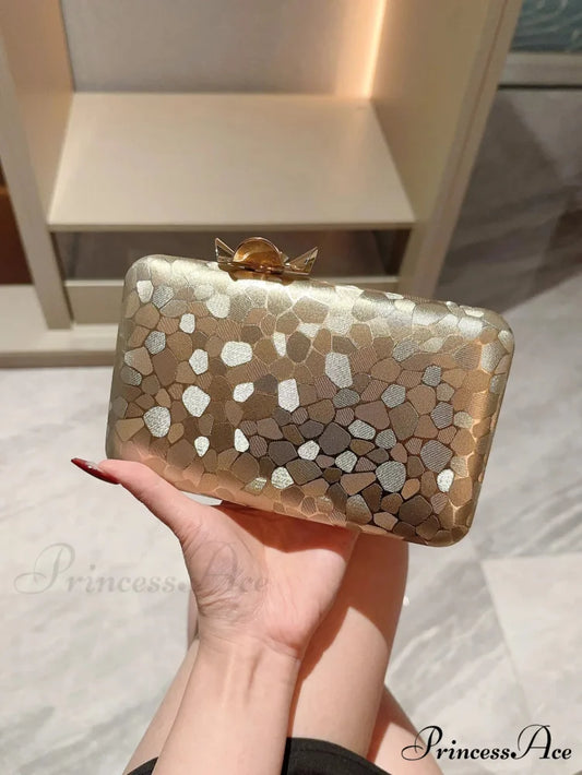 Metal Cover Nighttime Clutch Wristlet Gold wristlet-250126