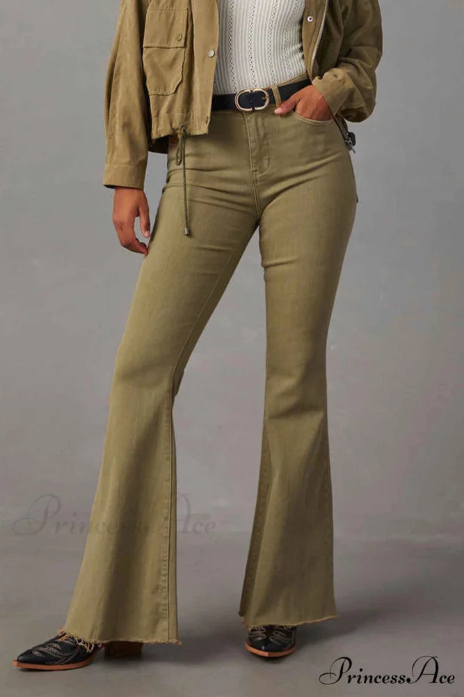 Mid Retro Flared Denim Rise Jeans Camel / M