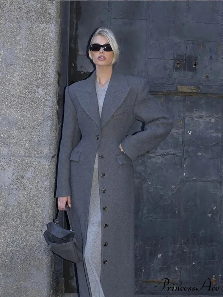 Midsection Up Solitary Buttoned Wool Overcoat coats-241228