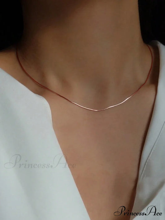 Minimalist Stainless Steel Necklace Rose Gold / one-size