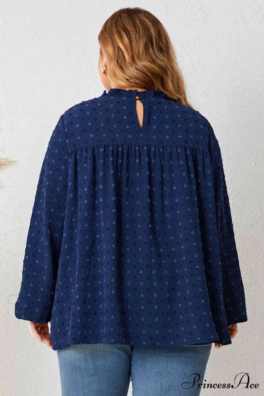 Mock Size Blouse Plus Neck Balloon for Arm Women