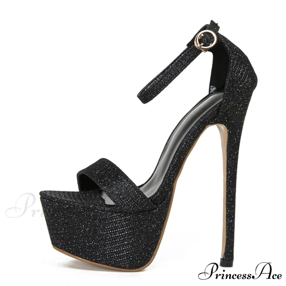 Model Catwalk Sequined Platform Sandals - Open Toe Party Nachtclub Stripper Heels Pole Dance Shoes - Size 34-46