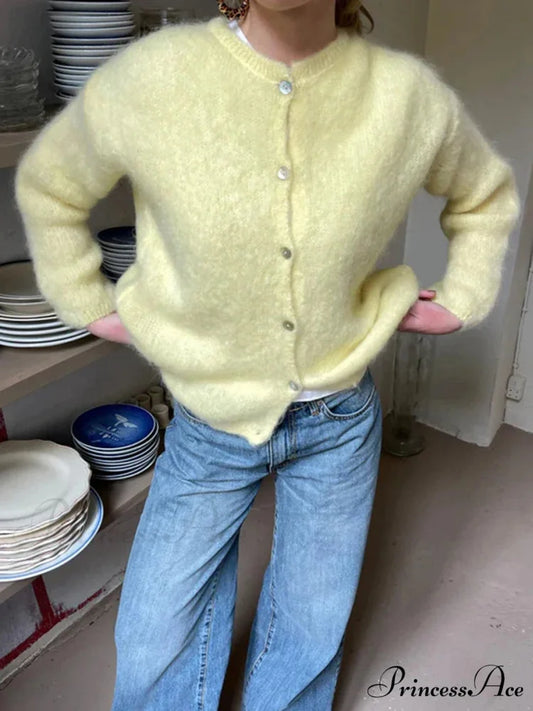 Monochromatic Button-Up Long Sleeve Cardigan cardigans-241228