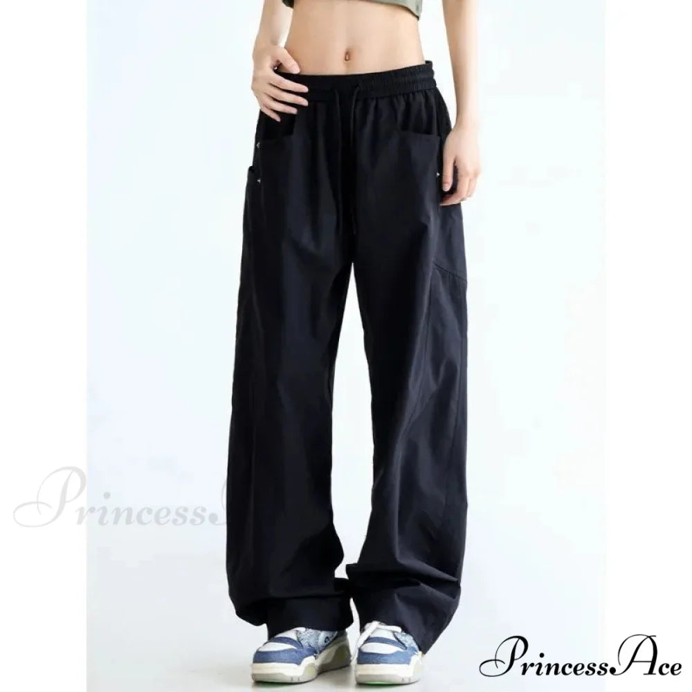 Monochromatic Cargo Women Y2K Trousers black / S pants-241228