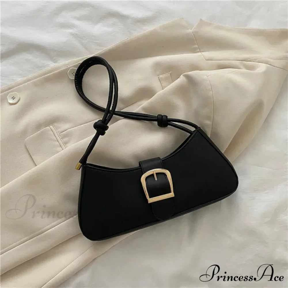 Monochromatic Fashionable Petite Shoulder Purse Black shoulder-250126
