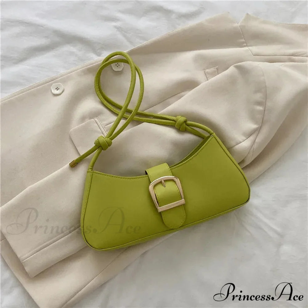 Monochromatic Fashionable Petite Shoulder Purse Green shoulder-250126