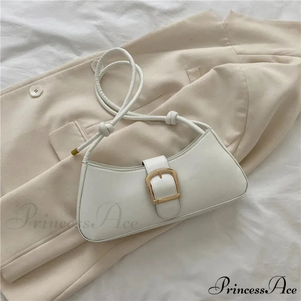 Monochromatic Fashionable Petite Shoulder Purse White shoulder-250126