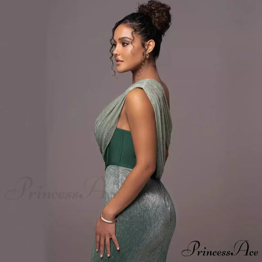 Monochromatic Sleeveless Bandeau Slit Prom Dress promdress-250223