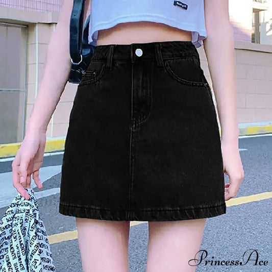 Monochrome Bodycon Denim Skirt Black / S skirts-250223