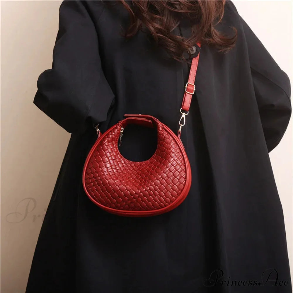 Monochrome PU Leather Grid Crossbody Handbag handbag-250126