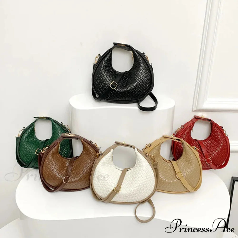 Monochrome PU Leather Grid Crossbody Handbag handbag-250126