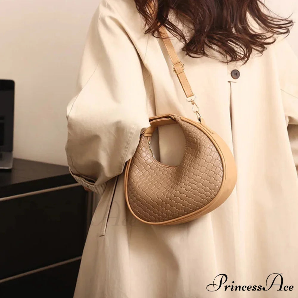 Monochrome PU Leather Grid Crossbody Handbag handbag-250126