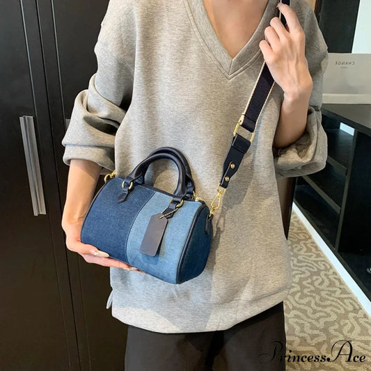 Multicolored Denim Small Crossbody Purse Mixed Blue / 20.5x14x6.5cm handbag-250126