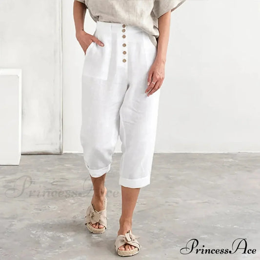 Multiple Clasp Wide Leg Cargo Trousers White / S pants-241228