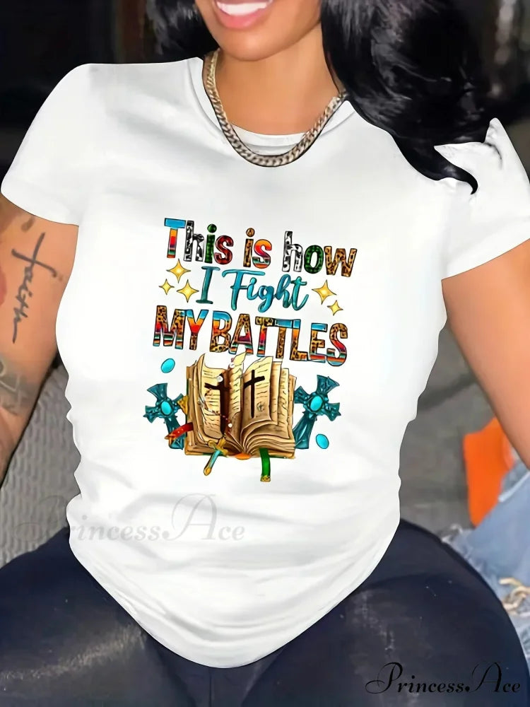 My Printed Tee - Black Fashion Crew Neck Top for Spring/Summer Easy-Care & Comfort Stretch T-shirt