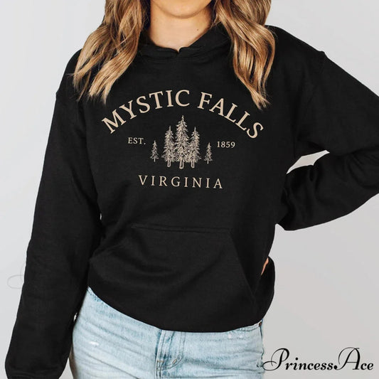 Mystic Falls Virginia Salvatores Vampire Fan Unisex Long Sleeve Christmas Hoodie Black / S Christmas Hoodies-L