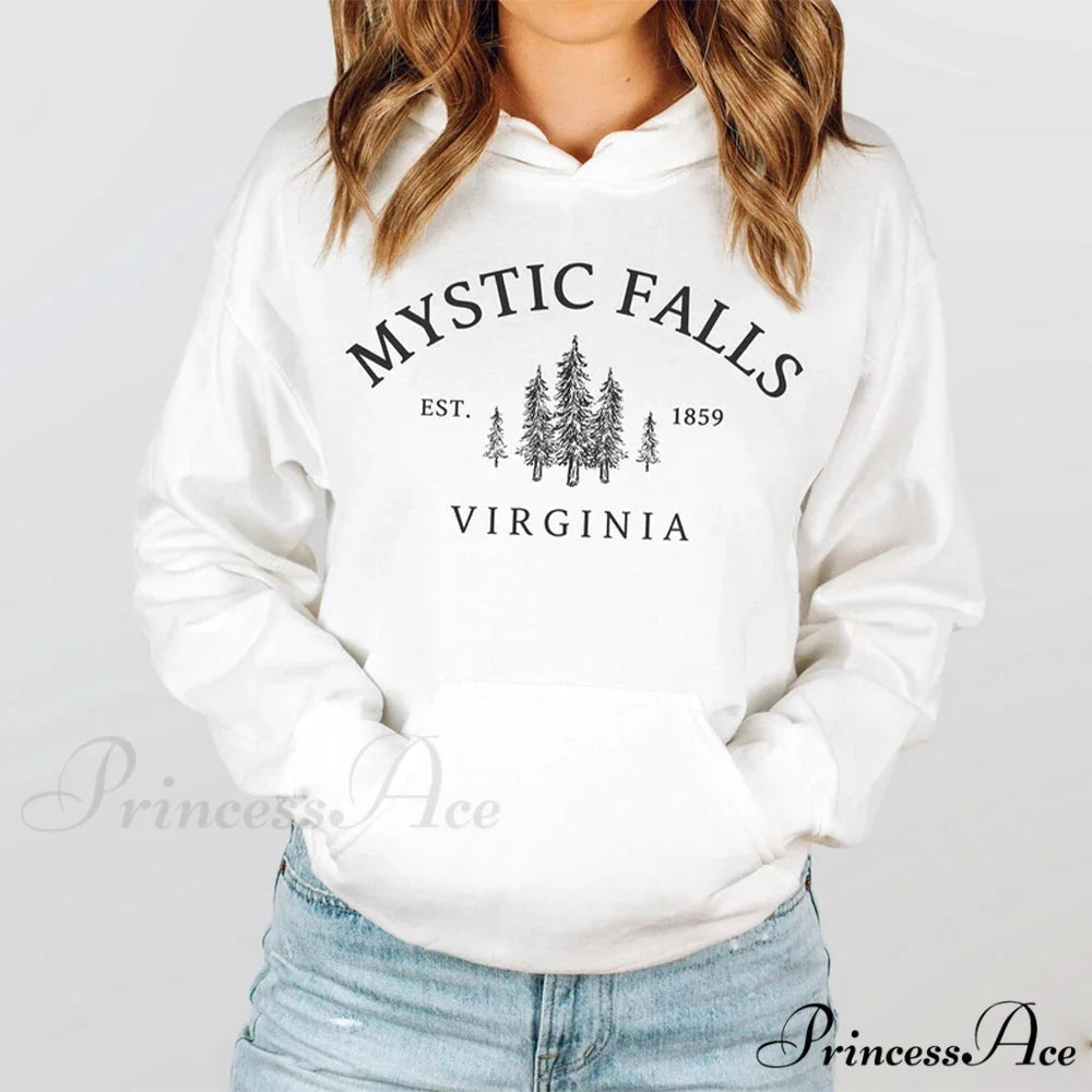 Mystic Falls Virginia Salvatores Vampire Fan Unisex Long Sleeve Christmas Hoodie WHITE / S Christmas Hoodies-L