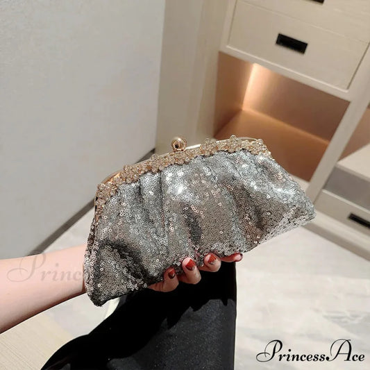 Navy Sparkling Clutch Wristlet Silver grey wristlet-250126