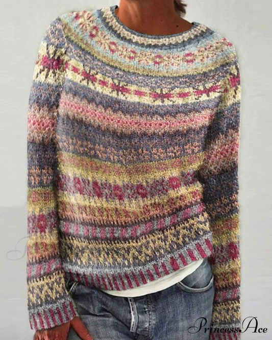 Neck in Vibrant Round Sweater Colors Multicolor / S