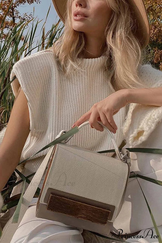 Neck Mock Sleeveless Sweater White / S